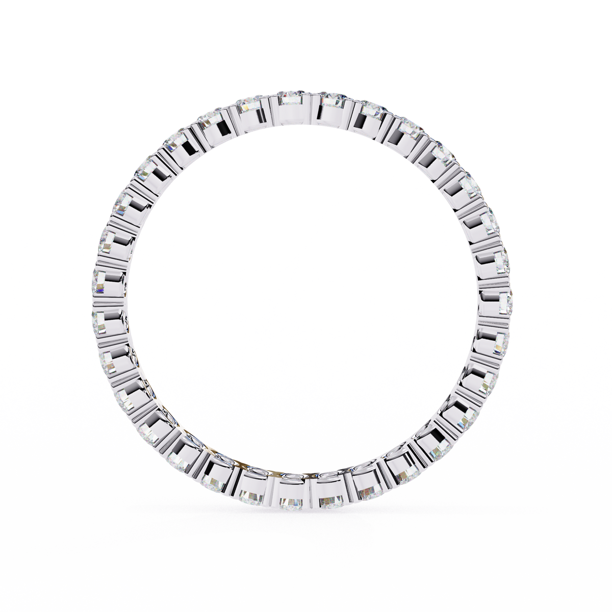 White Gold Round Diamond Shared Prong Full Eternity Band Ring