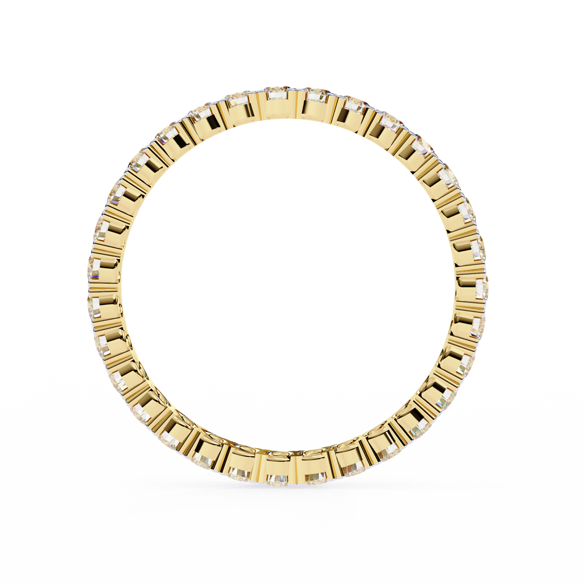 Yellow Gold Full Eternity Round Pavé Diamond Band Ring