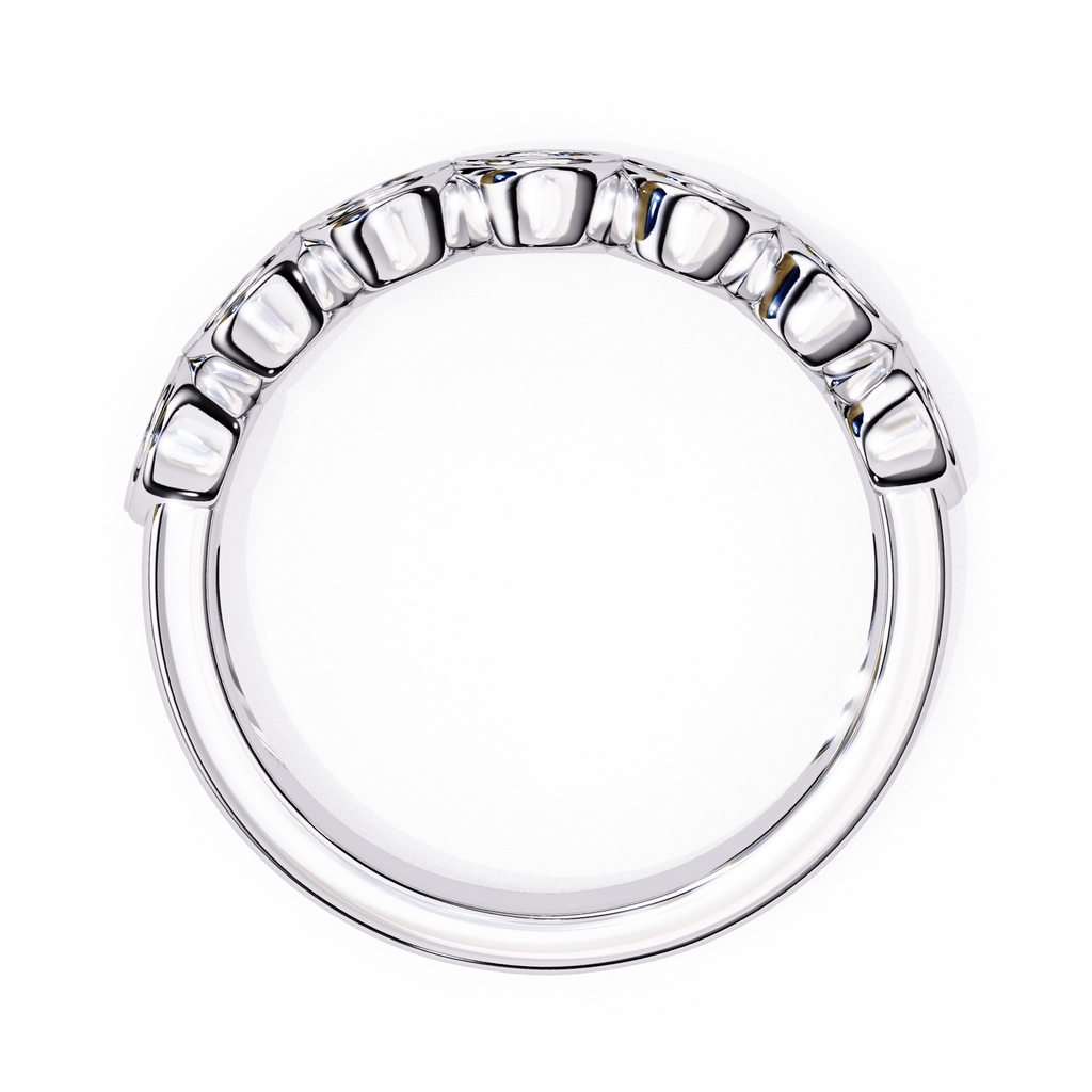 White Gold Round Diamond Marquise-Bezel Half Eternity Band Ring