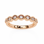 Rose Gold Round Diamond Marquise-Bezel Half Eternity Band Ring