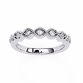 White Gold Round Diamond Marquise-Bezel Half Eternity Band Ring