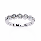 White Gold Round Diamond Marquise-Bezel Half Eternity Band Ring