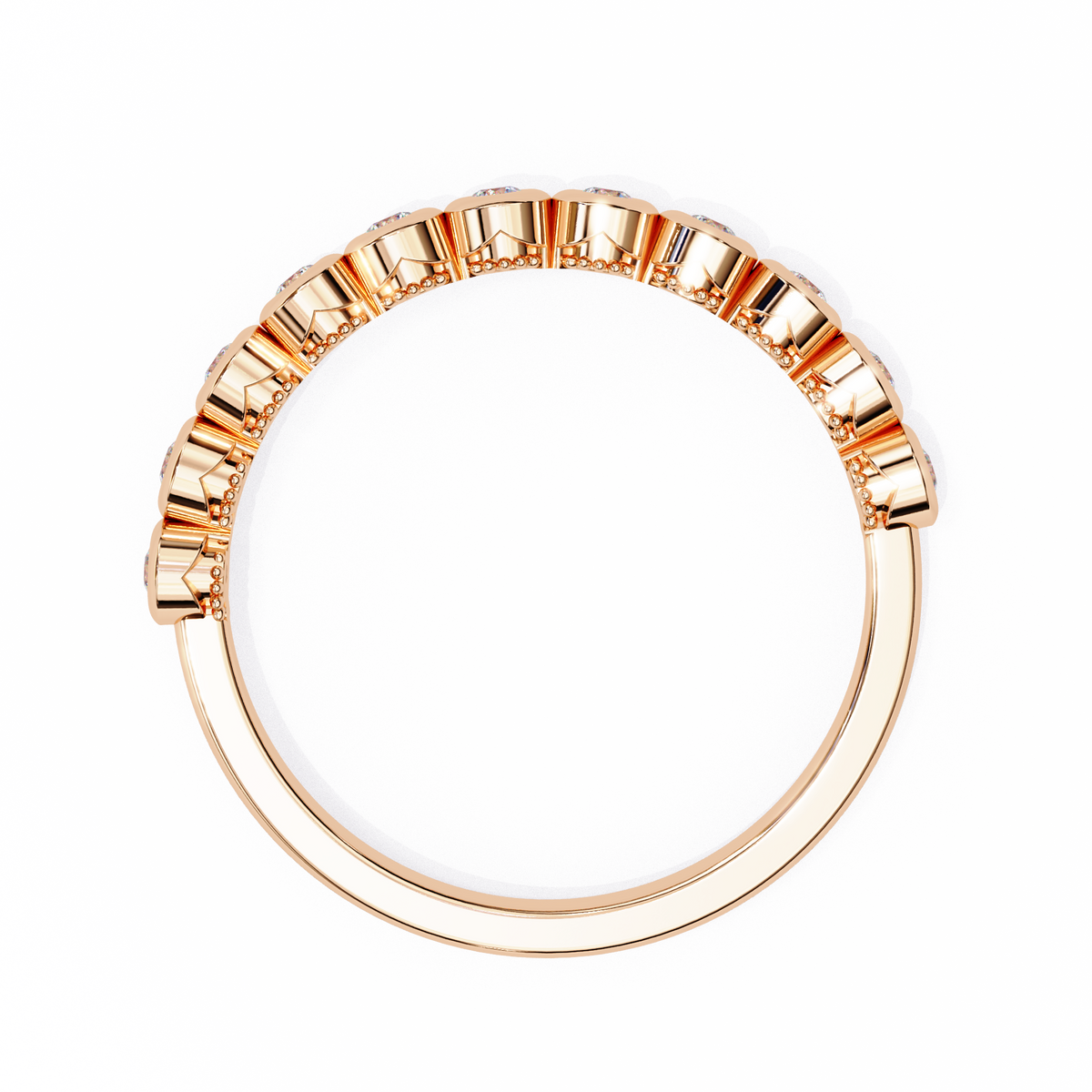 Rose Gold Five Stone Round Diamond Two-Tone Band Ring