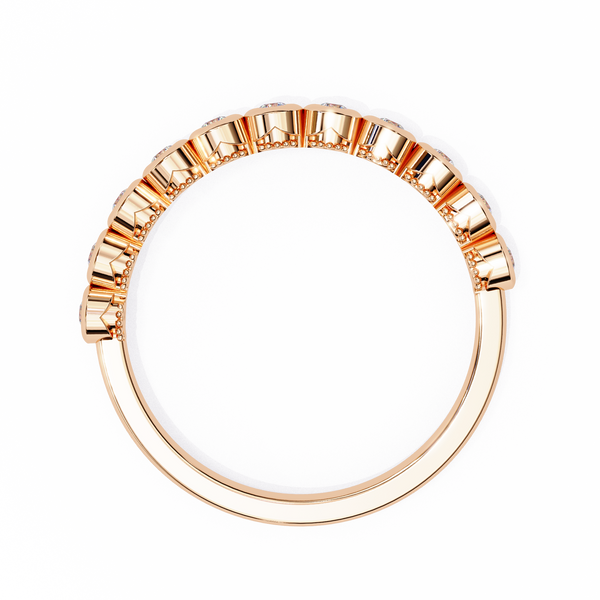 Rose Gold Five Stone Round Diamond Two-Tone Band Ring