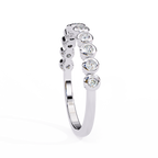 White Gold Round Diamond Bezel-Set Half Eternity Band Ring