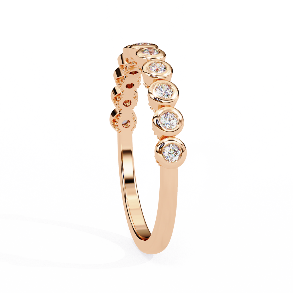 Rose Gold Five Stone Round Diamond Two-Tone Band Ring