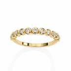 Yellow Gold Bubble Bezel Round Diamond Band Ring