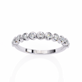 White Gold Round Diamond Bezel-Set Half Eternity Band Ring