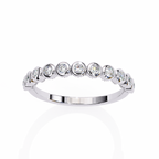 White Gold Round Diamond Bezel-Set Half Eternity Band Ring