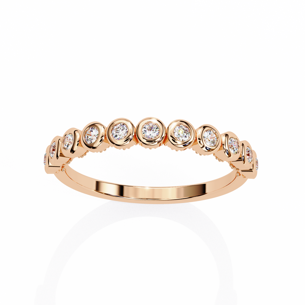 Rose Gold Five Stone Round Diamond Two-Tone Band Ring