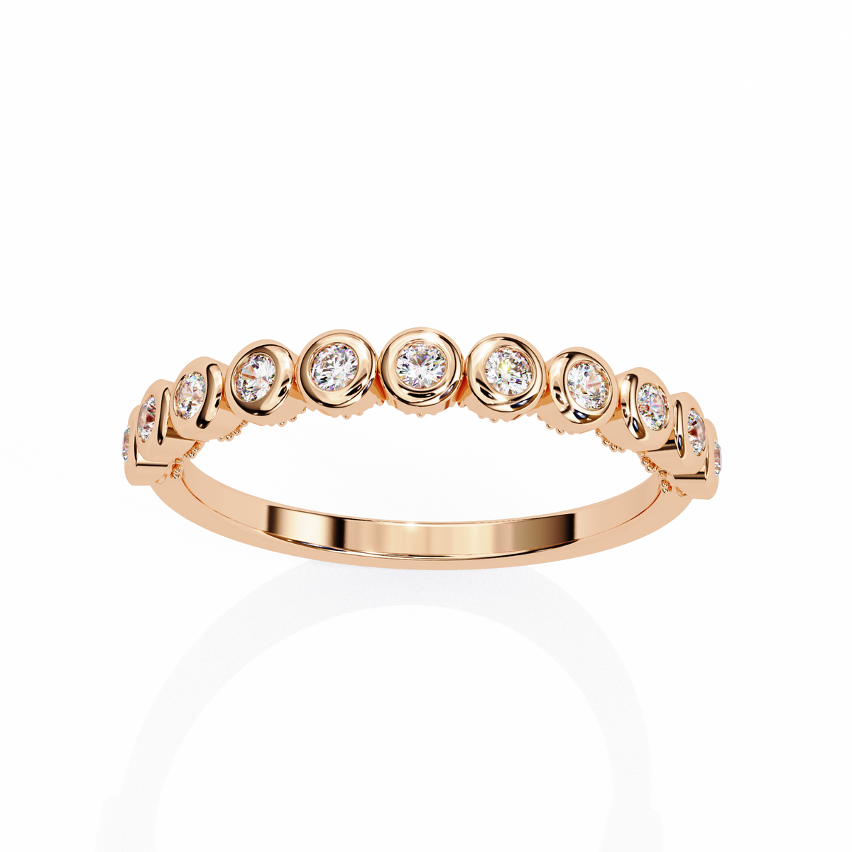 Rose Gold Five Stone Round Diamond Two-Tone Band Ring