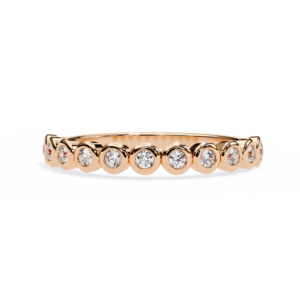 Rose Gold Five Stone Round Diamond Two-Tone Band Ring