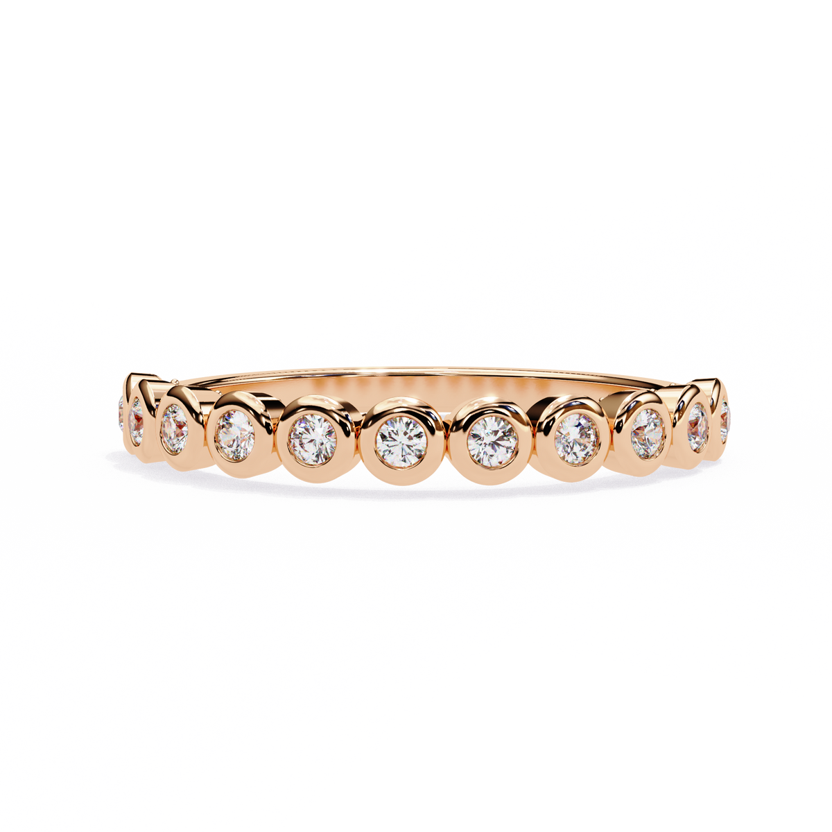 Rose Gold Five Stone Round Diamond Two-Tone Band Ring