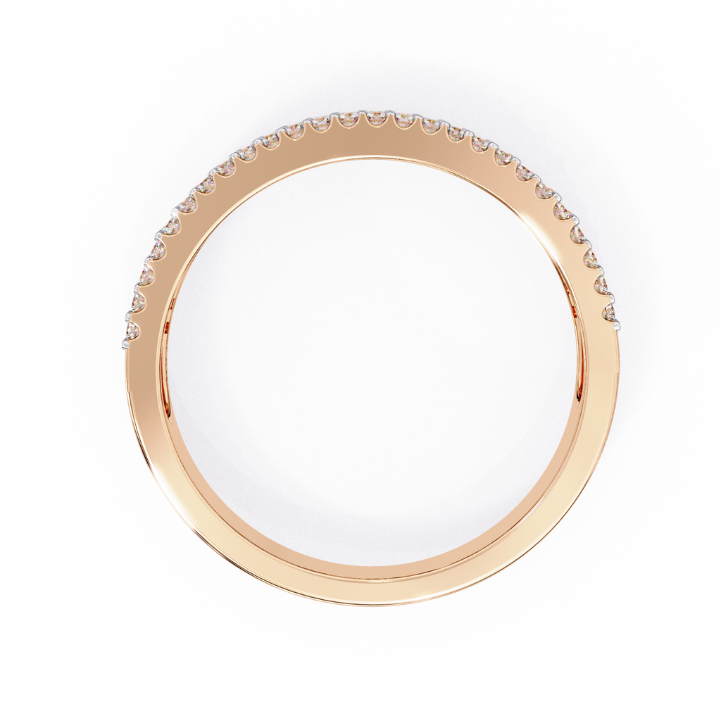 Rose Gold Baguette & Round Diamond Three-Row Half Eternity Band Ring