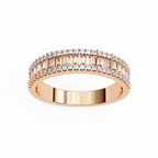 Rose Gold Baguette & Round Diamond Three-Row Half Eternity Band Ring