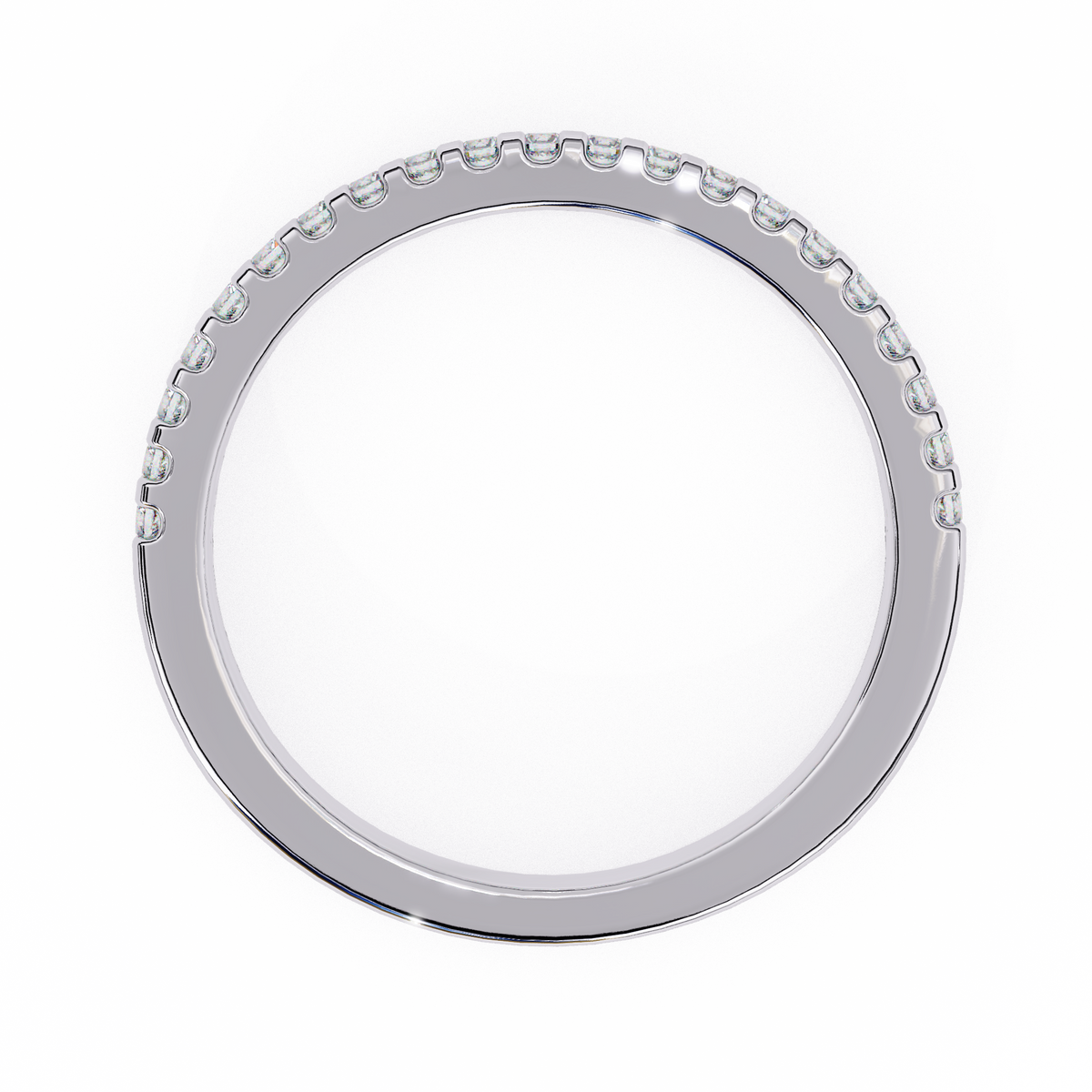 White Gold Round Diamond French Pavé Half Eternity Band Ring