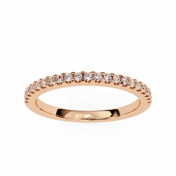 Rose Gold Round Diamond French Pavé Half Eternity Band Ring