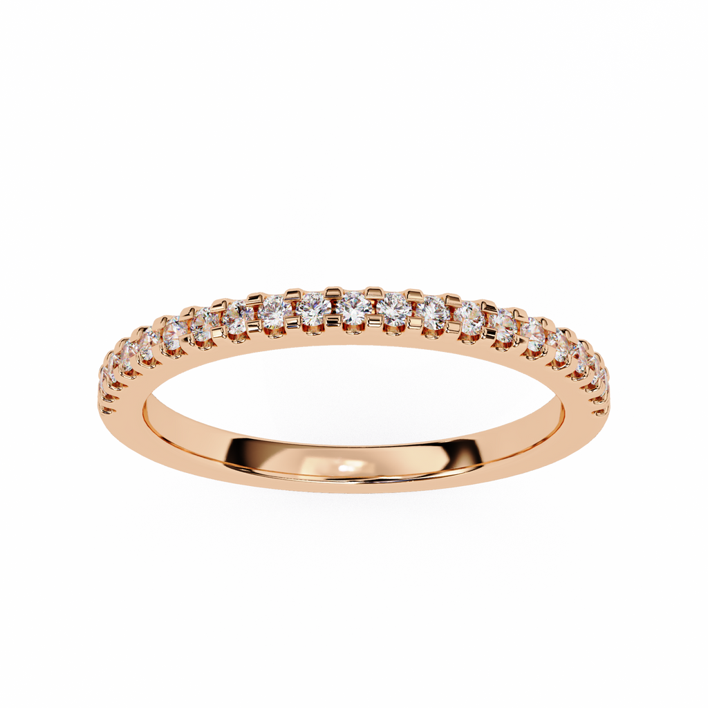 Rose Gold Round Diamond French Pavé Half Eternity Band Ring