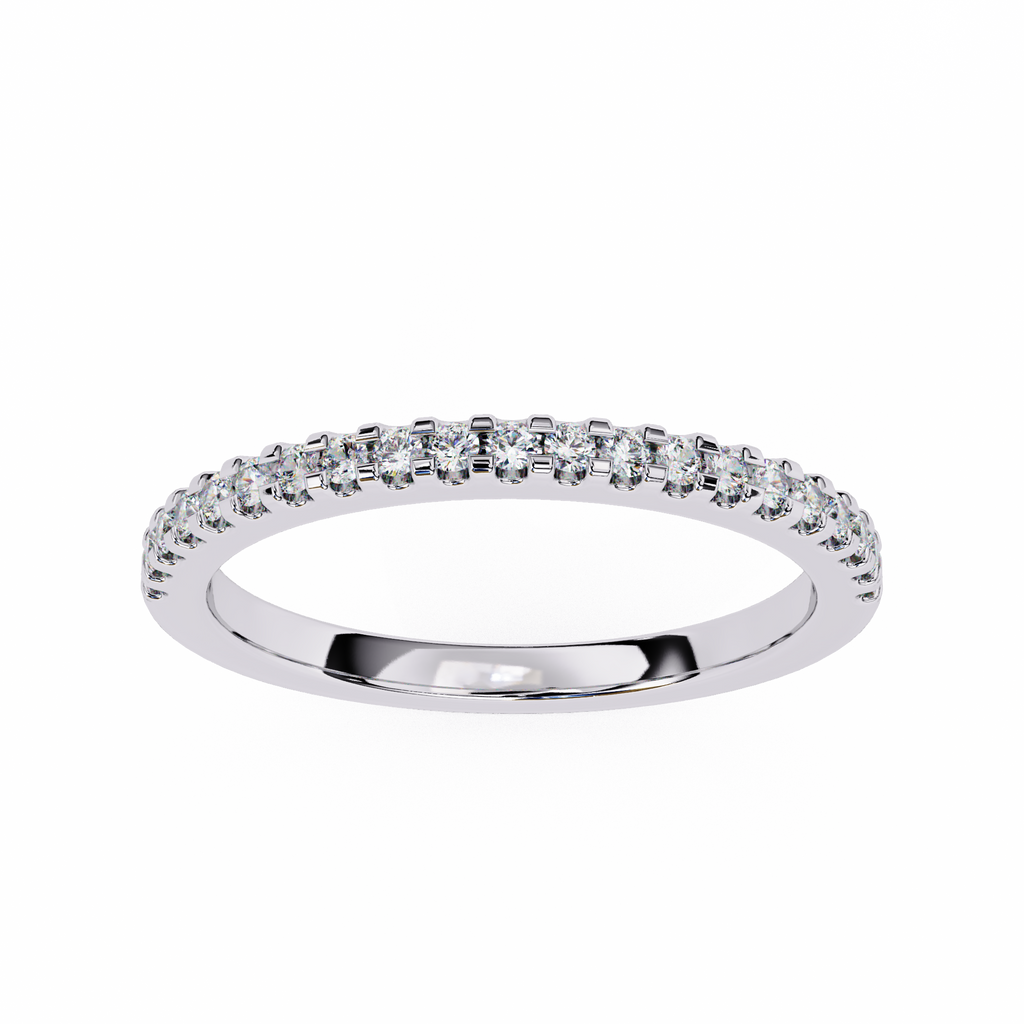 White Gold Round Diamond French Pavé Half Eternity Band Ring