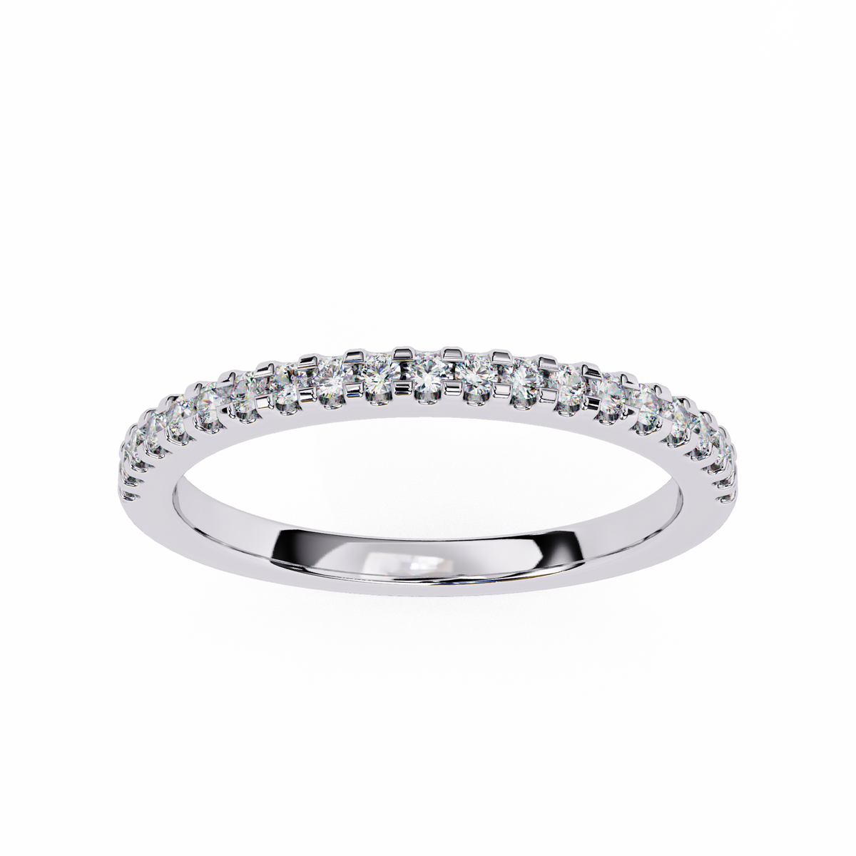 White Gold Round Diamond French Pavé Half Eternity Band Ring