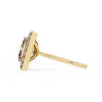 Yellow Gold Princess Cut Diamond Square Halo Stud Earring