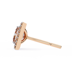 Rose Gold Princess Cut Diamond Square Halo Stud Earrings