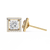 Gold Princess Cut Diamond Square Halo Stud Earring