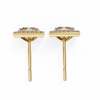 Gold Princess Cut Diamond Square Halo Stud Earring