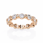 Rose Gold Round Diamond Alternating Bezel Full Eternity Band Ring
