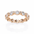 Rose Gold Round Diamond Alternating Bezel Full Eternity Band Ring