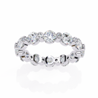 White Gold Round Diamond Alternating Bezel Full Eternity Band Ring