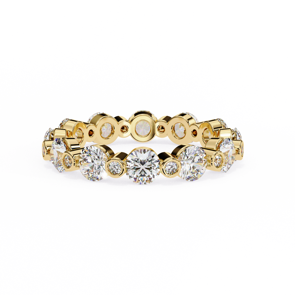 Yellow Gold Alternating Bezel & Prong Eternity Diamond Band Ring