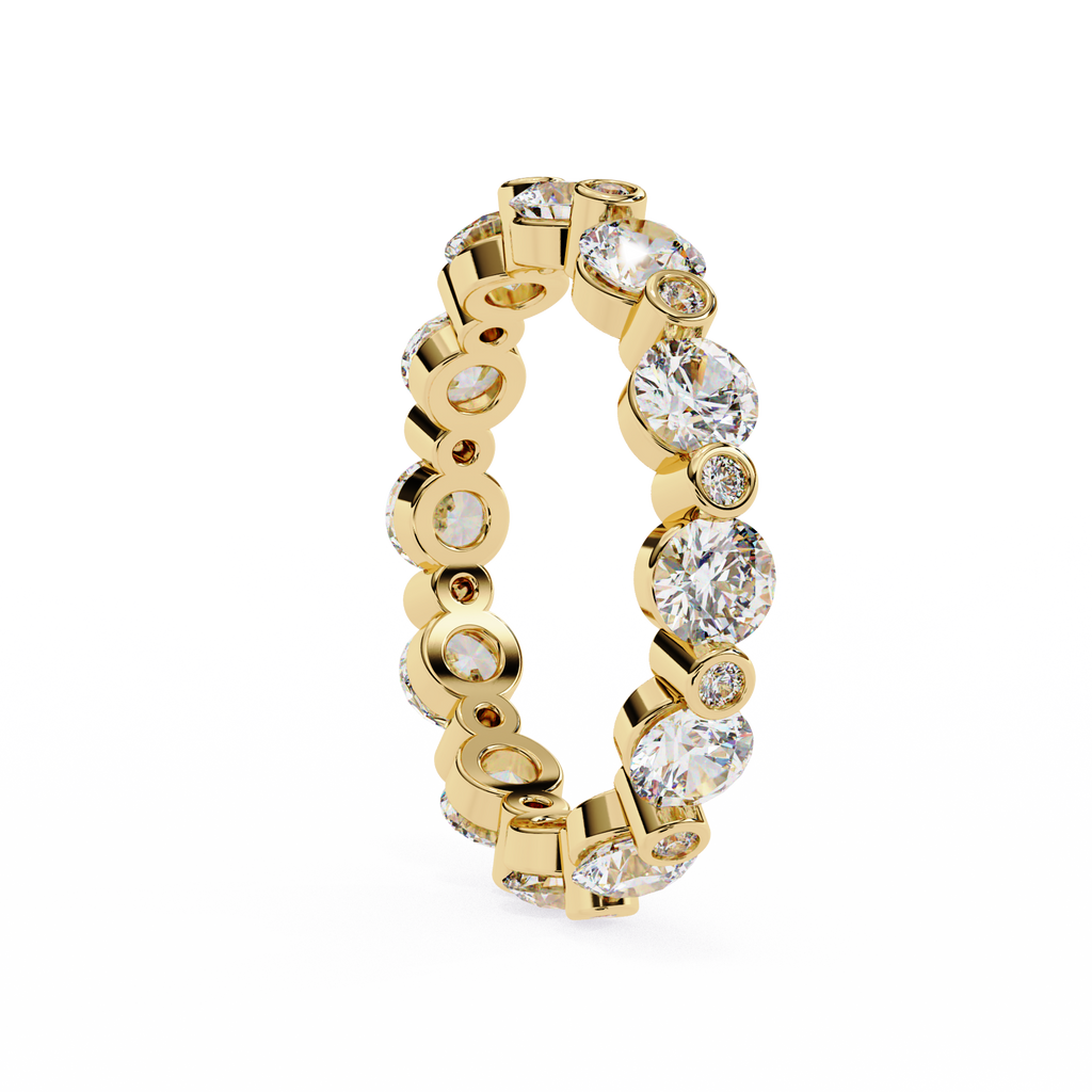 Yellow Gold Alternating Bezel & Prong Eternity Diamond Band Ring