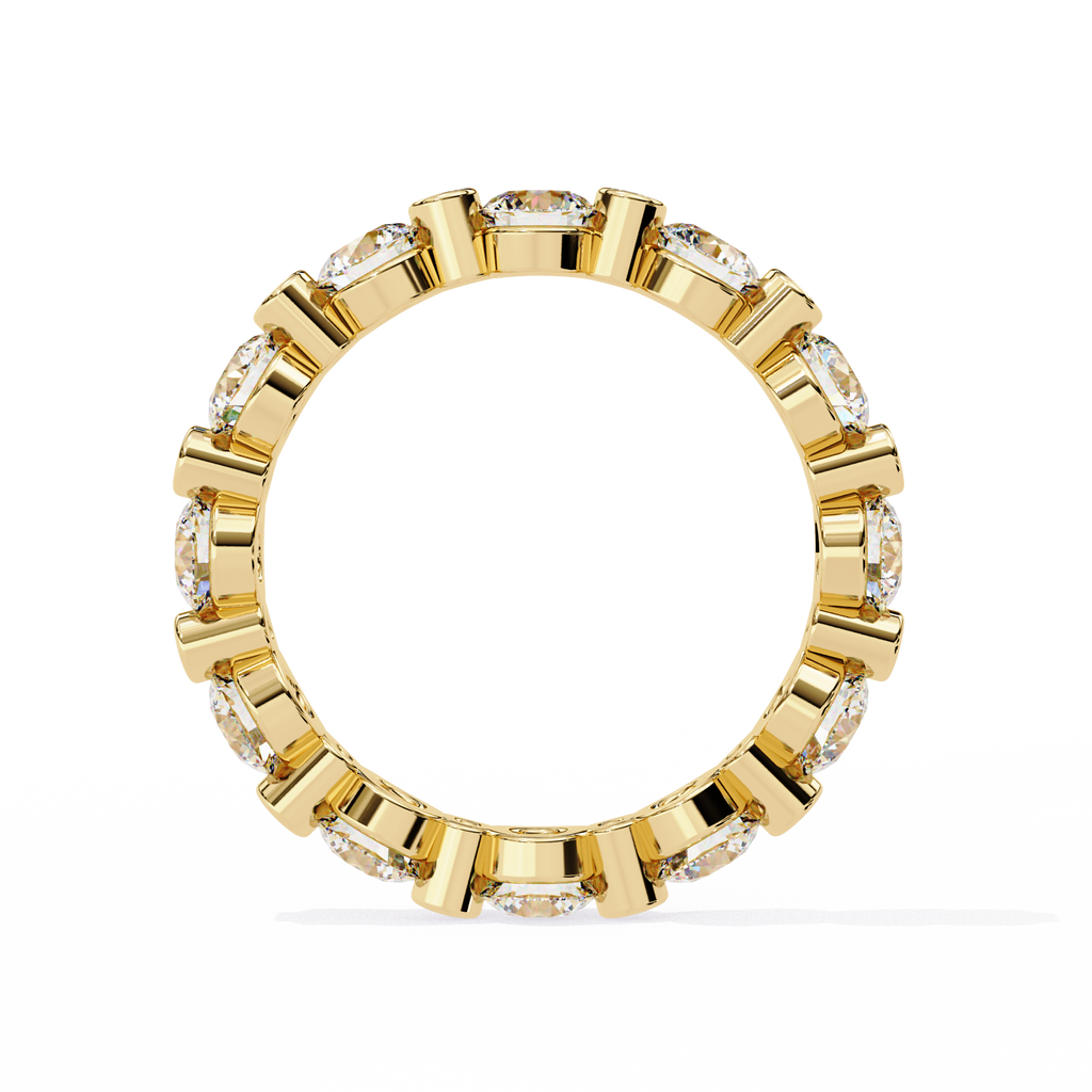 Yellow Gold Alternating Bezel & Prong Eternity Diamond Band Ring