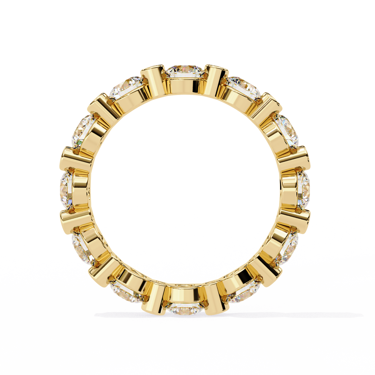 Yellow Gold Alternating Bezel & Prong Eternity Diamond Band Ring
