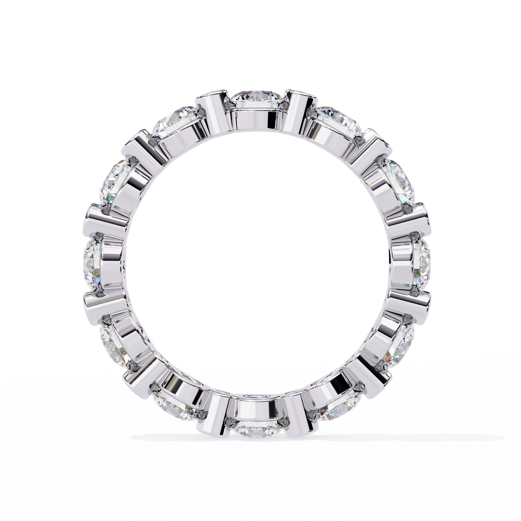 White Gold Round Diamond Alternating Bezel Full Eternity Band Ring