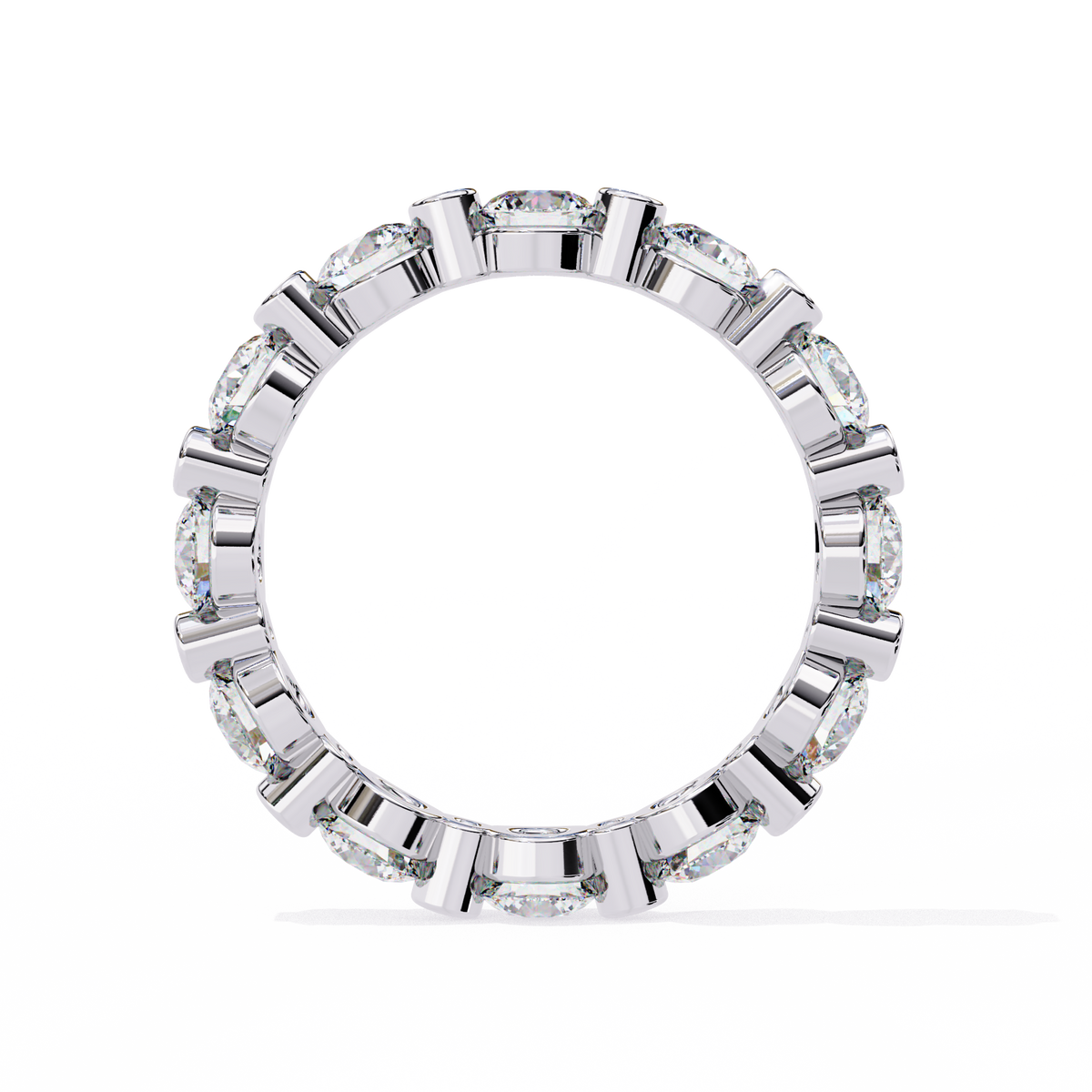 White Gold Round Diamond Alternating Bezel Full Eternity Band Ring