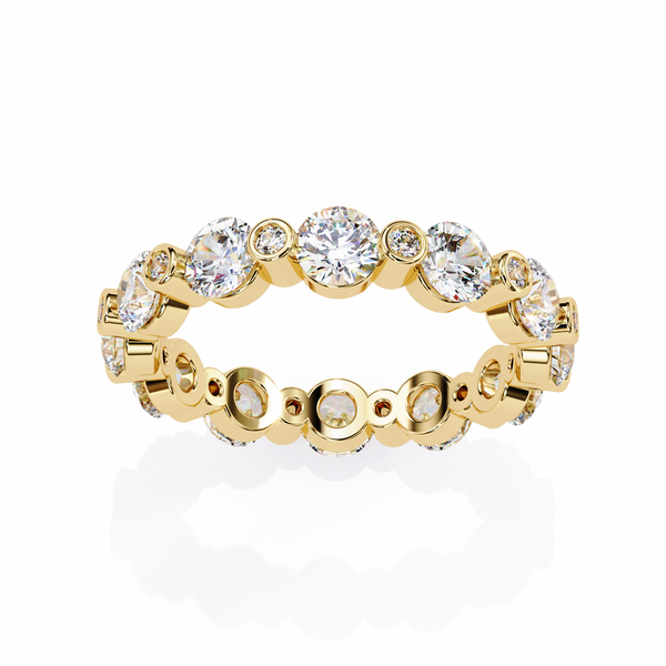 Yellow Gold Alternating Bezel & Prong Eternity Diamond Band Ring