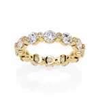Yellow Gold Alternating Bezel & Prong Eternity Diamond Band Ring