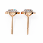 Rose Gold Round Brilliant Diamond Floating Halo Stud Earrings