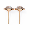 Rose Gold Round Brilliant Diamond Floating Halo Stud Earrings
