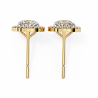 Yellow Gold Oval Cut Diamond Halo Stud Earring