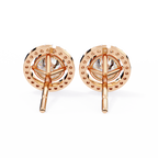 Rose Gold Round Brilliant Diamond Floating Halo Stud Earrings