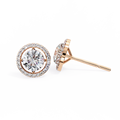 Rose Gold Round Brilliant Diamond Floating Halo Stud Earrings