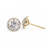 Gold Round Brilliant Diamond Floating Halo Stud Earring