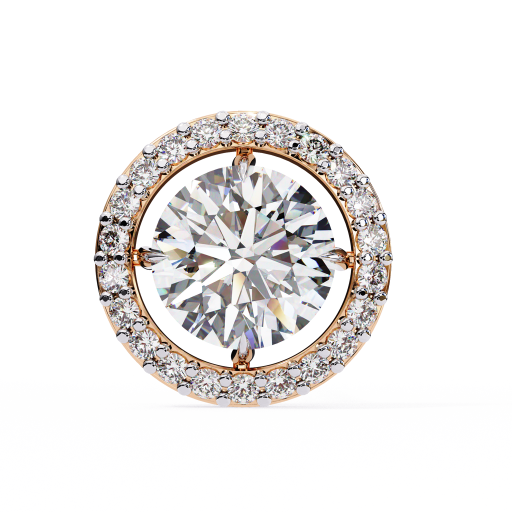 Rose Gold Round Brilliant Diamond Floating Halo Stud Earrings