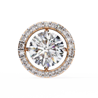Rose Gold Round Brilliant Diamond Floating Halo Stud Earrings
