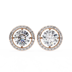 Rose Gold Round Brilliant Diamond Floating Halo Stud Earrings