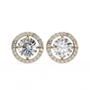 Gold Round Brilliant Diamond Floating Halo Stud Earring