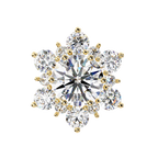 Yellow Gold Round Brilliant Diamond Sunburst Cluster Stud Earring